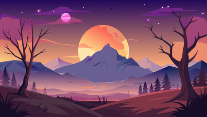 vector illustration of serene landscape 