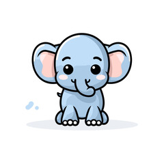 Naklejka premium Elephant hand-drawn kids comic illustration. Cute vector doodle style cartoon illustration