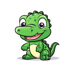 Crocodile hand-drawn kids comic illustration. Cute vector doodle style cartoon illustration