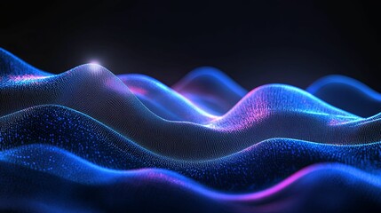 Obraz premium Abstract Blue and Pink Digital Waves with a Glow