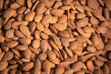 dried almond kernels heap. bazaar market.