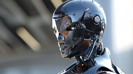 The robot, the android, is ready to perform work functions. AI Generated