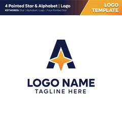 Four Pointed Star & Letter Logo Template