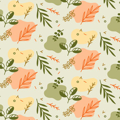 flat doodle leaf pattern