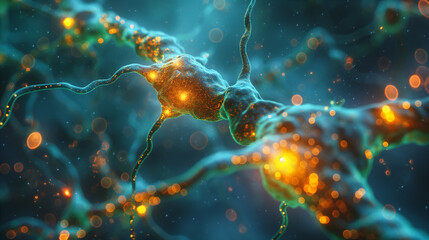 Microscopic View of a Neurone With Dendrites. Generative AI