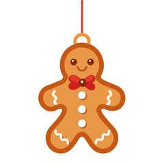 Obraz premium Hanging Christmas gingerbread illustration