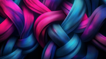 Abstract Intertwined Pink and Blue Ribbons