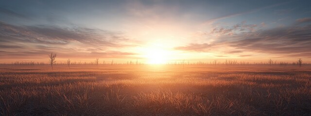 Obraz premium A deforested area turning into a barren wasteland under a harsh sun