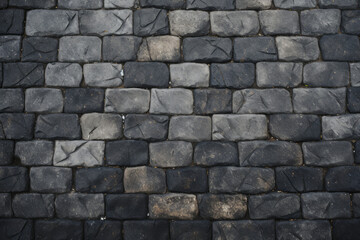 Fototapeta premium Processed collage of pavement cobble stones surface texture. Background for banner, backdrop