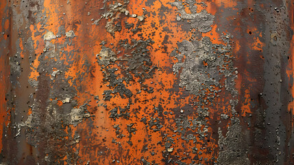 A Close-Up View of a Rusty Metal Surface, Showing the Effects of Corrosion and Oxidation, with Patches of Flaking Paint and Rust,  Creating a Rough and Textured Background