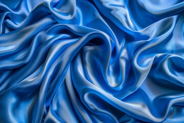 Obraz premium Photo of Blue silk fabric drapery material. Background texture for backdrops or mapping