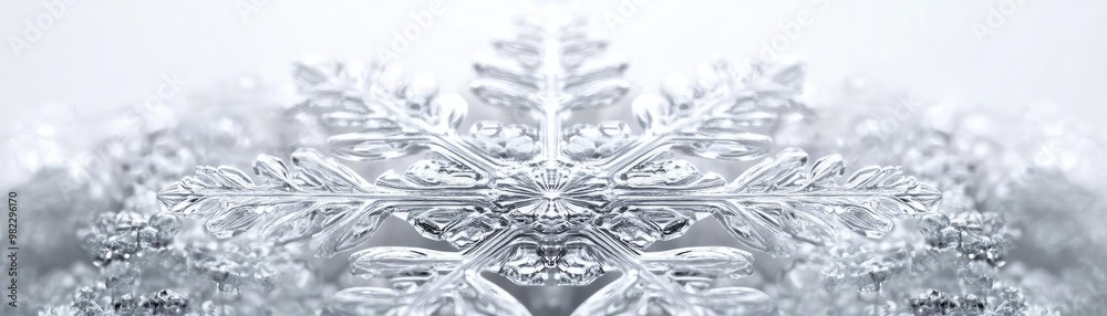 Poster a stunning close-up of a delicate snowflake showcasing intricate details and shimmering ice crystals