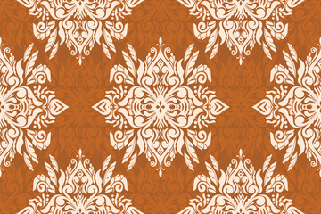 Damask seamless pattern hand draw. Vector classical luxury old fashioned damask ornament, royal victorian seamless texture for wallpapers, textile, wrapping. Vintage exquisite floral baroque template