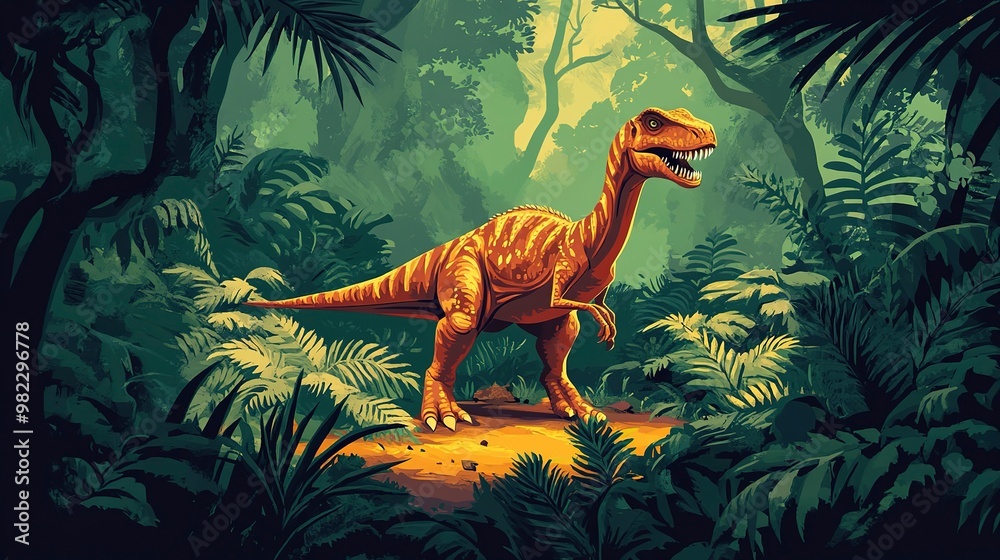 Canvas Prints Dinosaur in the Jungle. 