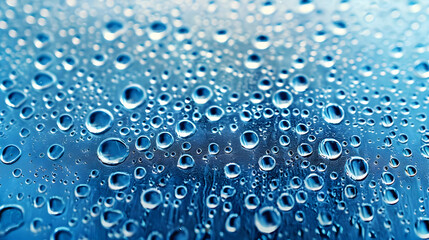 Macro Photography of Water Droplets on a Blue Surface, Creating a Stunning Abstract Background