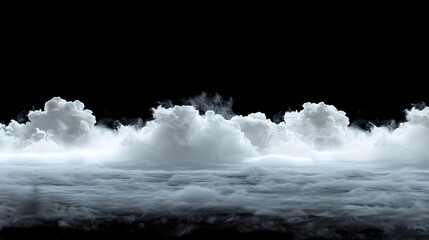 Obraz premium Abstract White Smoke Clouds Forming a Background Against a Black Background