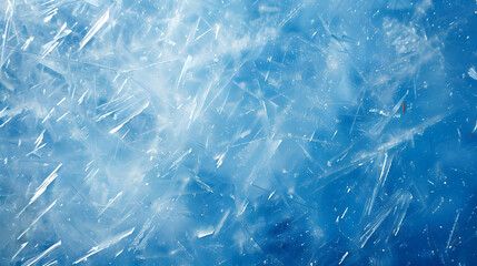 A Close-Up of a Frosted Blue Surface with Scratches and Marks, Capturing the Beauty of Winter's Icy Grip.