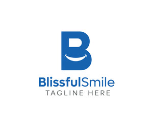 B Letter Blissful Smile Logo Template	