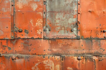 Photo of Bright orange metal wall. Background texture for backdrops or mapping