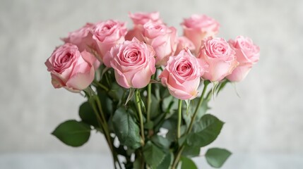 Fototapeta premium Fresh Pink Roses in a Simple Vase Arrangement