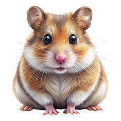 Cute Golden Hamster Sitting, Digital Painting, Isolated on White Background, Pet, Rodent, Animal, Mammal