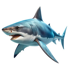 Obraz premium Great White Shark, 3D Render, Predator, Ocean Animal, Isolated on White Background, shark, predator, ocean, animal
