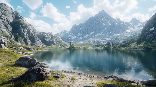 View of Piburger See (Lake Piburg) near Oetz, Tyrol, Austria