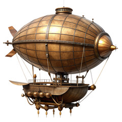 Steampunk Airship 3D Render Isolated on White Background, steampunk , airship , blimp , 3d render