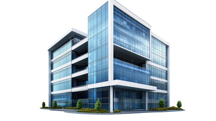 Obraz premium Modern glass building on white transparent background