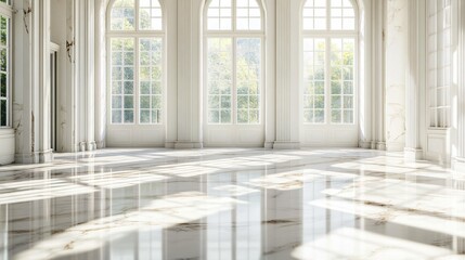 Fototapeta premium Elegant Marble Interior with Abundant Natural Light