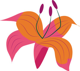 Tropical Flower Clipart. Vector Illustration.