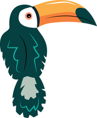 Toucan Bird Flat Cartoon illustration.