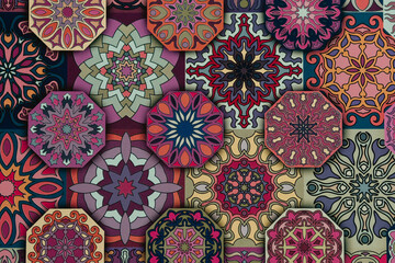 Arri&egrave;re plan color&eacute; avec motif graphique mandala coloriage