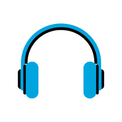 A simple blue headphone icon isolated on transparent background