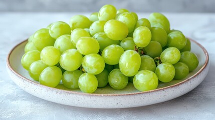 Fresh Green Grapes on Plate for Healthy Snack