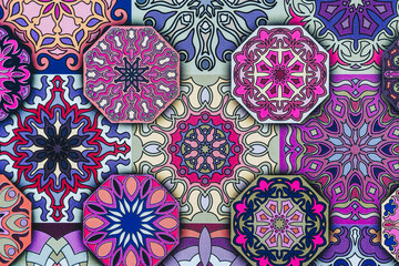 Arrière plan coloré avec motif graphique mandala coloriage