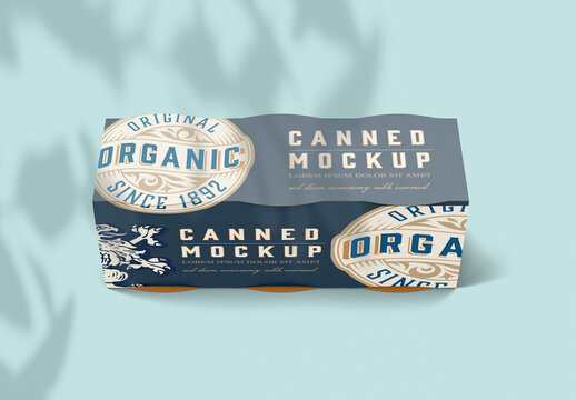 Packaging with Tin Cans Mockup