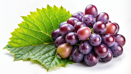 Obraz premium Red grapes green leaf