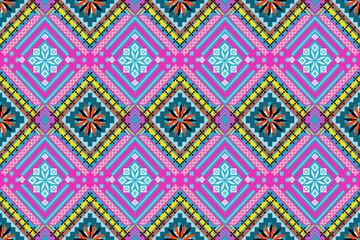 Ethnic pattern seamless geometric,Aztec embroidery border seamless patterns.ethnic pattern seamless,  pattern art wallpaper Background, Design for fabric, curtain, carpet ,geometry seamless pattern