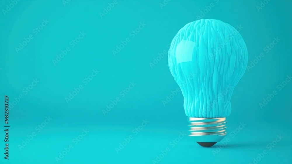 Aufkleber a turquoise light bulb with a textured surface stands out against a matching background, symbolizing