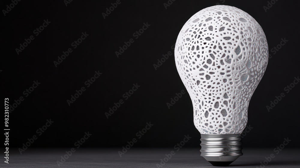 Aufkleber A creatively designed, lace-patterned light bulb stands on a dark background, emphasizing its intricate texture and modern aesthetic.