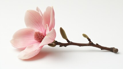 Obraz premium Elegant Pink Magnolia Flower on White Background