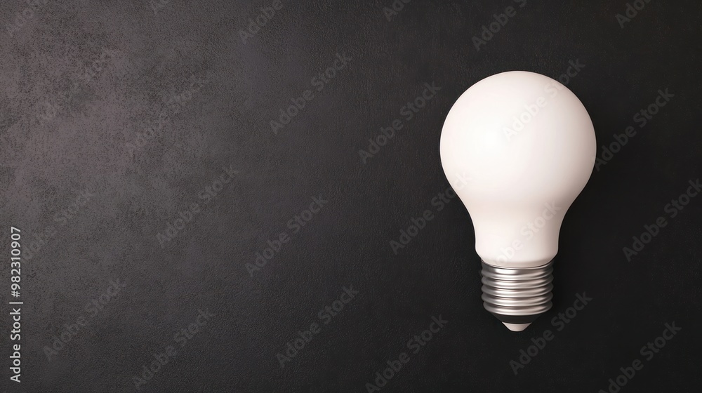 Poster a minimalist image featuring a white light bulb against a dark background, symbolizing illumination 
