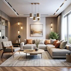 minimalist living room with a sophisticated, beautiful design.