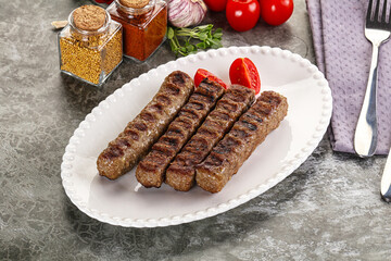 Grilled beef kebab minced meat