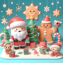 set of christmas elements