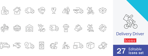 Delivery Driver outline Icon Stock Illustrations