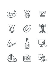 Obraz premium Set of icons for school, Apron cooking,Astronomy,Atom electron,