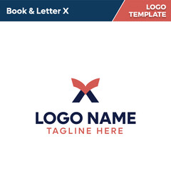 Obraz premium Book with Letter X Education Logo Template