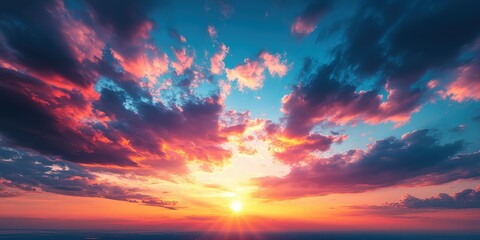 Beautiful Sunset Over Colorful Cloudy Sky